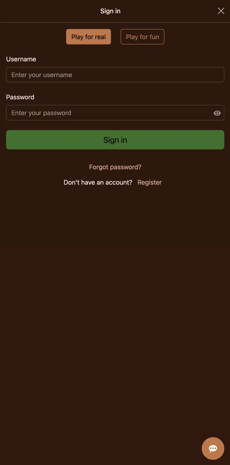 Cocoa Casino login screen after account creation